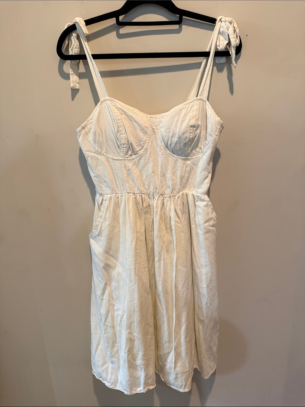 LC Lauren Conrad Cream Tie-Shoulder Sweetheart Sundress